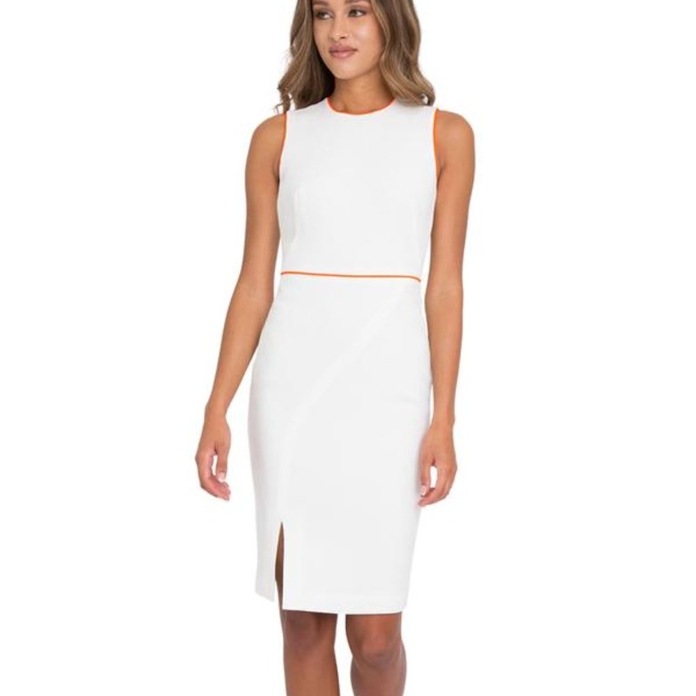 Black Halo Puma Pebble Crepe Sheath Dress 10